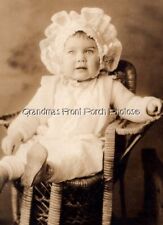 RPPC Little Girl w Beautiful Ruffled Bonnet Antique Real Photo Postcard c 1905 picture