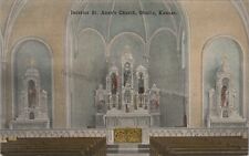 Olmitz, KS: Interior St. Anne's Church - Vintage Kansas Illustrated Postcard picture