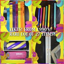 Vintage YIKES Lot Of Pencils Erasers Colored Pencils Screwballs Rounds 1990s  picture