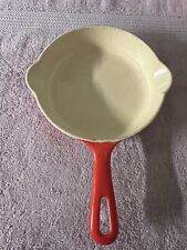 Vintage Griswold Cast Iron Skillet #4 Red Cream White  Enamel picture