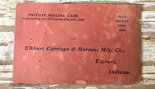 Antique paper business mailing card Elkhart Carriage & Harness Co Indiana 1900's picture