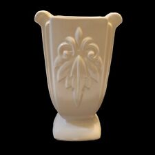 Vintage 1940s McCoy Art Pottery Fleur-De-Lis Vase Art Deco Footed Marked USA 9