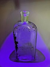 Vintage 1880's Warranted Flask Strap Sided Bottle w/ Green UV Manganese Glow picture