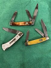 3 Vintage Buck Creek Knives Solingen Indian Head Diamondback Skinner All Unused  picture