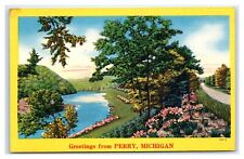 PERRY, MI Postcard-  GREETINGS FROM PERRY picture