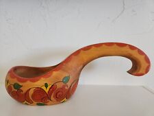 Vintage Russian Hand Painted Wooden Ladle Cup picture