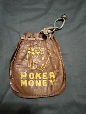Leather Poker Money Bag Vintage picture