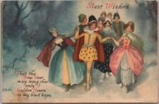 c1910s Wolf NEW YEAR Greetings Postcard 