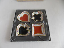 4 pc LIMOGES France fini main Card Suit Trinket Dishes in box 8