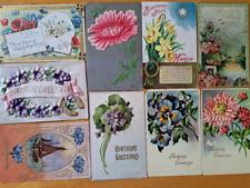 Lot of 9  FLOWERS on Vintage Greeting Postcards    1900's-1920's  Embossed picture