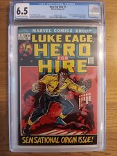 Hero For Hire # 1 CGC 6.5 OW/W Key 1st and Origin Luke Cage 1972 Marvel picture