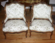 Important 1800 Circa  Italian Pair Walnut Arm Chairs With Cherubs Figurine  picture