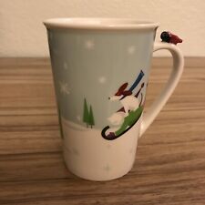 STARBUCKS 2011 SMALL MUG CUP WINTER FUN HOLIDAY ICE SKATING SLEDING RED PLANE picture