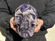 15.18LB Natural Dream Amethyst skull Quartz Crystal carved Reiki healing WK691 picture