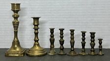 (F) Vintage Lot of 8 Small Brass Candlesticks Candle Holders Size Varies picture