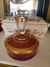 VTG Fostoria 1920s-1930s Glass Art Deco Perfume & Powder Box Boxtle Pink Rare picture