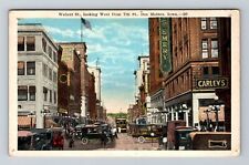 Des Moines IA-Iowa, Walnut St. Looking West, Vintage Postcard picture