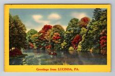 Lucinda PA-Pennsylvania, Scenic Greetings, Boating, Vintage Postcard picture