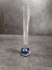 Vintage Hand Blown Glass Controlled Blue Bubble Art Glass Bud Vase picture