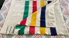 Vintage HUDSON BAY POINT 100% WOOL BLANKET Stripes England QUEEN picture