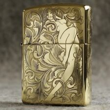 Zippo lighter 204B Brass/ Arabesque Sexy Girl Full Sides Carving Free 3 Gifts picture