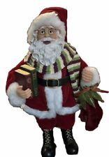 11 Inch Santa Claus Figure With Glasses, Holding Books And Christmas Sock ￼ picture