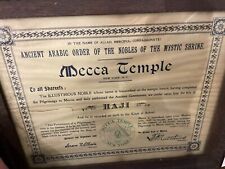 Vintage Mecca Temple New York Haji Pilgrimage to Mecca Framed Certificate picture