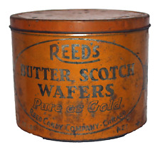 ORIGINAL REED'S BUTTER SCOTCH WAFERS TIN - A LARGE SIZED TIN picture