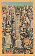 Postcard Towers of Rockefeller Center New York City NY Linen picture