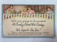 Sunday School Absentee Reminder Postcard- Vintage 1940’s-1950’s Church Religious picture