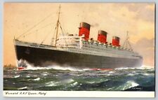Postcard Cunard RMS Queen Mary - Posted at Sea 1959 Southampton picture