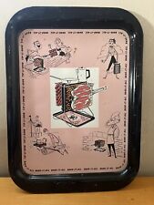 MCM/Retro Metal Barware Cocktail Serving Tray - BBQ Theme -Illustrated picture