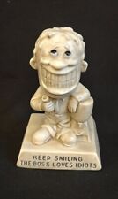 Vintage 70s Wallace & Berrie Figurine Office Keep Smiling The Boss Loves Idiots picture