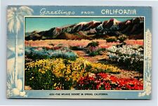 1940’s Greetings From California Mohave Desert Vintage Linen Postcard Unused picture