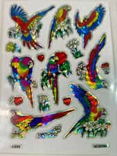 Vintage Stickers Colorful Prism Parrots Birds 1980s  picture