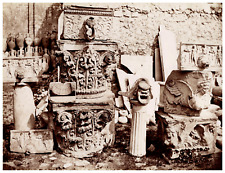 Italy, Pompeii. Mercury Temple Sculpture Fragments.  Vintage print. picture