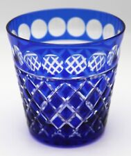 Baccarat Style Cut Crystal Whiskey Glass Cobalt Blue Cut to Clear  picture
