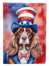 English Cocker Spaniel Patriotic American Flag Canvas House Size DAC5708CHF picture