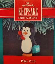 Vtg Hallmark Ornament Polar VIP NEW 1990 Penguin Briefcase Vintage Mobile Phone picture
