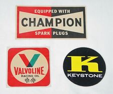 NEW VINTAGE 1960's-1970's RACING STICKERS-KEYSTONE-CHAMPION PLUGS-VALVOLINE OIL picture