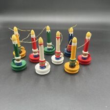 Vintage Christmas Wooden Candle Tree Ornaments Painted Gold Strings picture