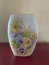 Vintage Hand Painted Floral Design Vase Pastel Pansies picture