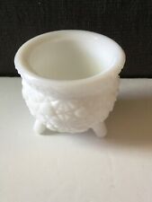 Vintage MCM LE Smith Milk Glass 3 Toed Daisy & Button Cauldron Toothpick Kettle picture