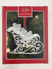 Lenox Sparkle And Scroll Frosted Multi Crystal Sleigh Ornament New In Box picture