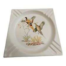 Vintage Mid Century Hyalyn Pottery Square Ashtray Pheasant Design 618 USA picture