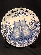 VTG Royal Crownford Ironstone Plate, Blue Entwined Cats “Loving Hearts Unite…” picture
