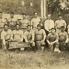Vintage Group Photograph Men Baseball Team Pennant Winners Dog Lockhart SC 1930 picture