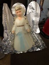 Vintage Electric Christmas Tree Topper Angel Aluminum Circa 1950 Era picture