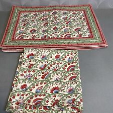 Pierre Deux French Country Placemats and Napkins Set For Four Red Grn Blu Floral picture