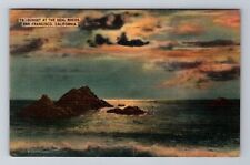 San Francisco CA-California, Sunset At The Seal Rocks, Vintage c1947 Postcard picture